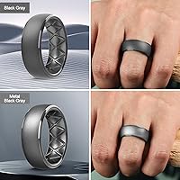 Vista 14 de Egnaro Anillos de boda de silicona para hombre: 1/4/6/7 Multipack de anillos de boda de goma con arco interior Diseño ergonómico transpirable
