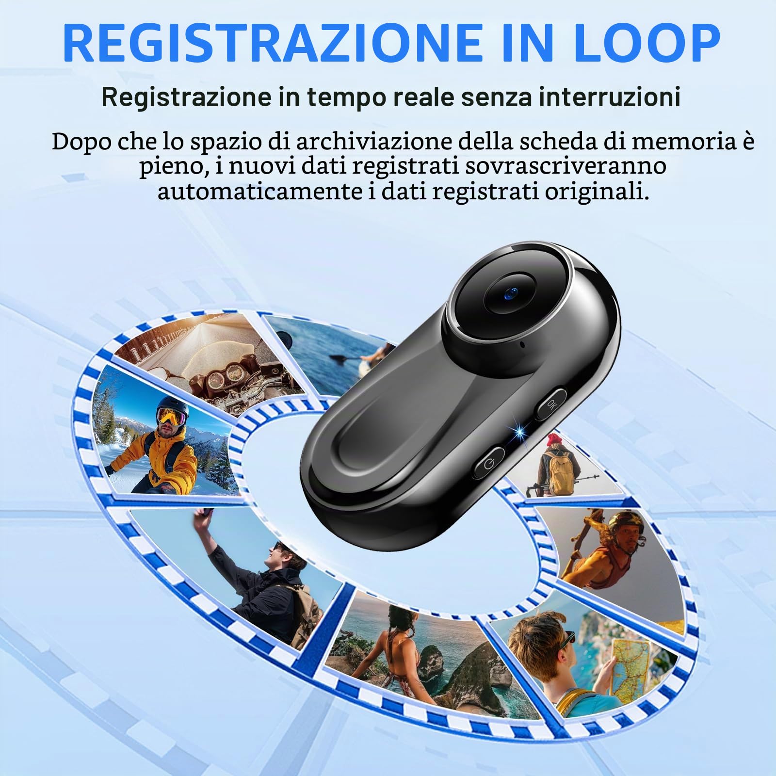 Mini Action Cam 1080P HD, Pocket Body Cam Compatta con Grandangolo 120° | Clip Girevole a 360° Clip Magnetica, Vlog Bodycam , Multifunzione Fotocamera POV per Casco Moto, Viaggi, Ciclismo, Sport Nero