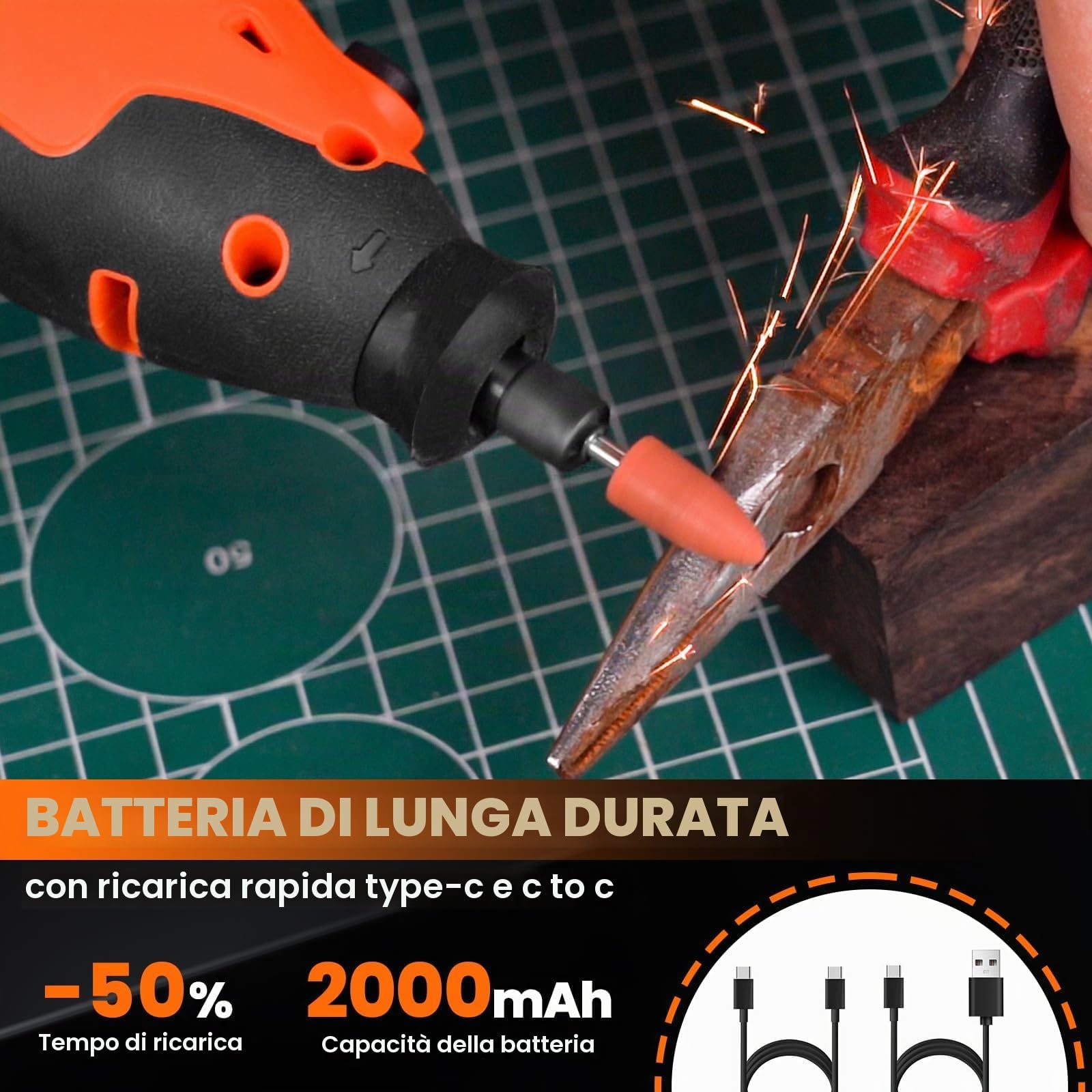 HARDELL 12V Outil Rotatif Multifonction Sans Fil, 5-Vitesses 18000tr/min Max, Mini Perceuse Sans Fil Avec Lumière LED, 61 Pièces Accessories pour Sculpture, Polissage, Ponçage, Perçage et Bricolage