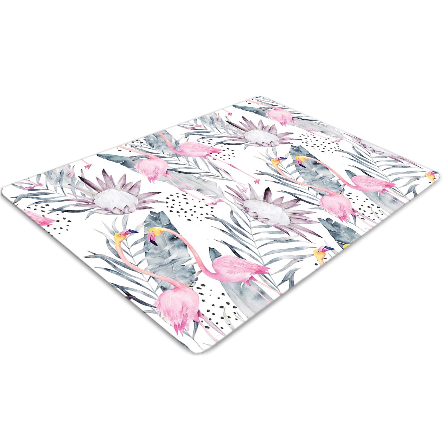 Tapis de chaise 120x90 cm rectangulaire en PVC imprimé feuilles vertes