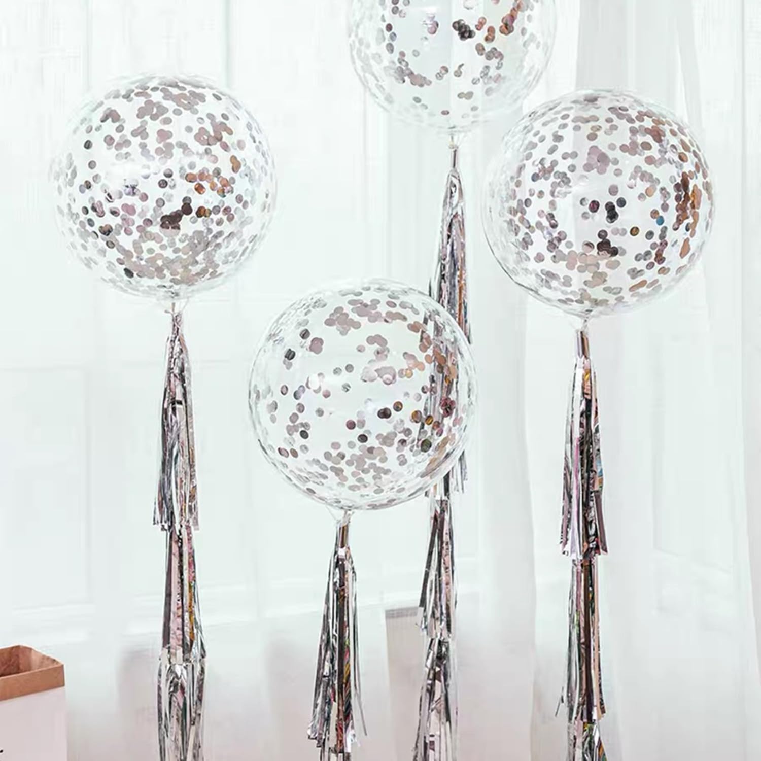 Clear Balloons with Confetti Inside, 10Pack 24" Pre Filled