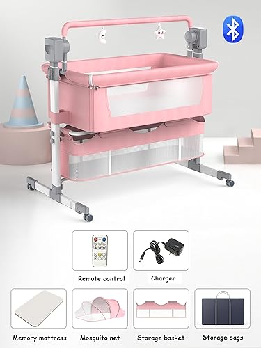 Miniatura 2 de Moisés inteligente eléctrico Bluetooth para dormir conjuntamente, convertible para cuna de bebé, cuna plegable, cuna para niños pequeños con 5