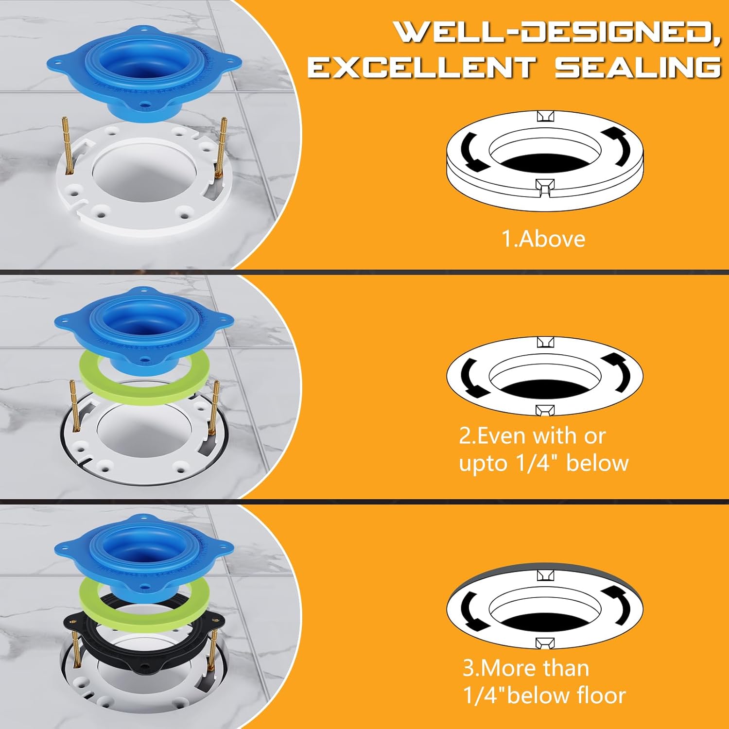 トイレフランジ修理キット、ワックスシール用ユニバーサルトイレシールパーツ、ゴム製ガスケットリング、ワックスフリー便器交換キットには、