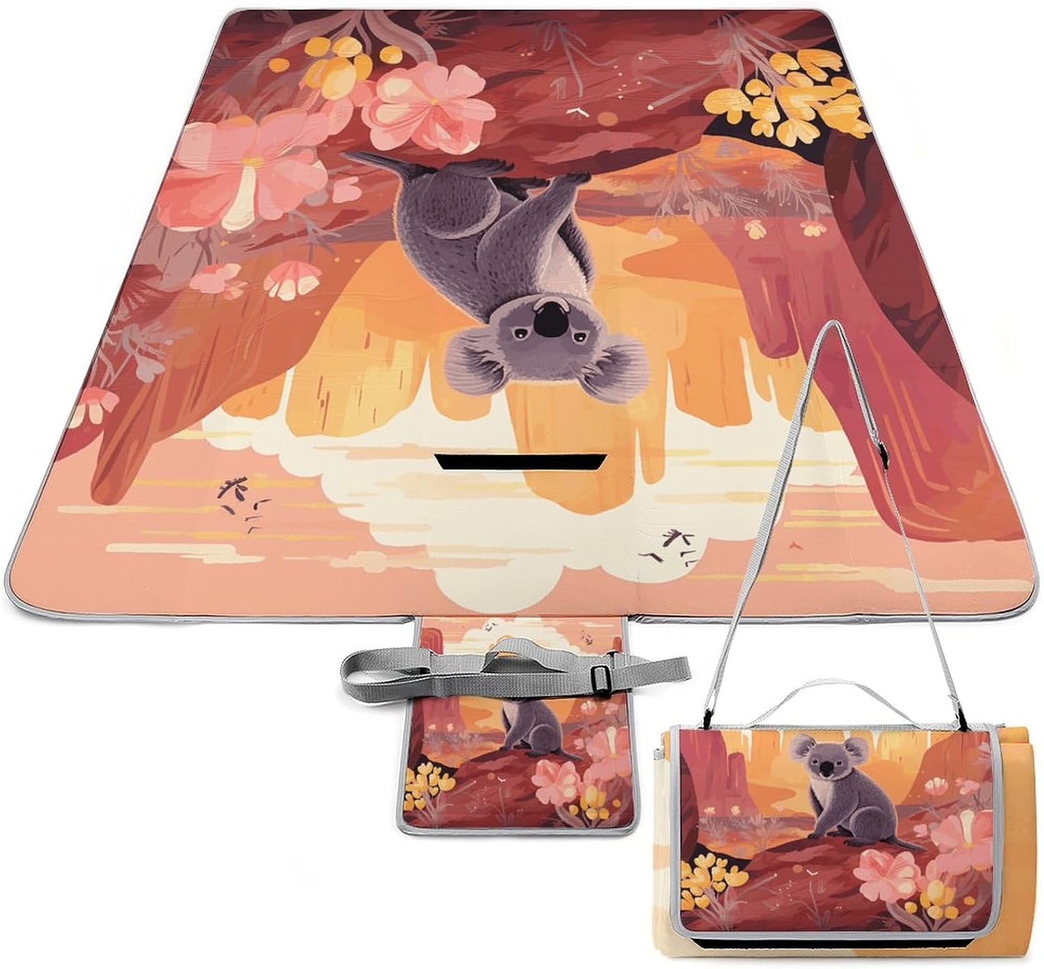 Picnic Blanket Waterproof Foldable Picnic Mat Lightweight Portable Mural Koala Beach Blanket for Park Travel Camping Picnic Blanket Accessories for Adults