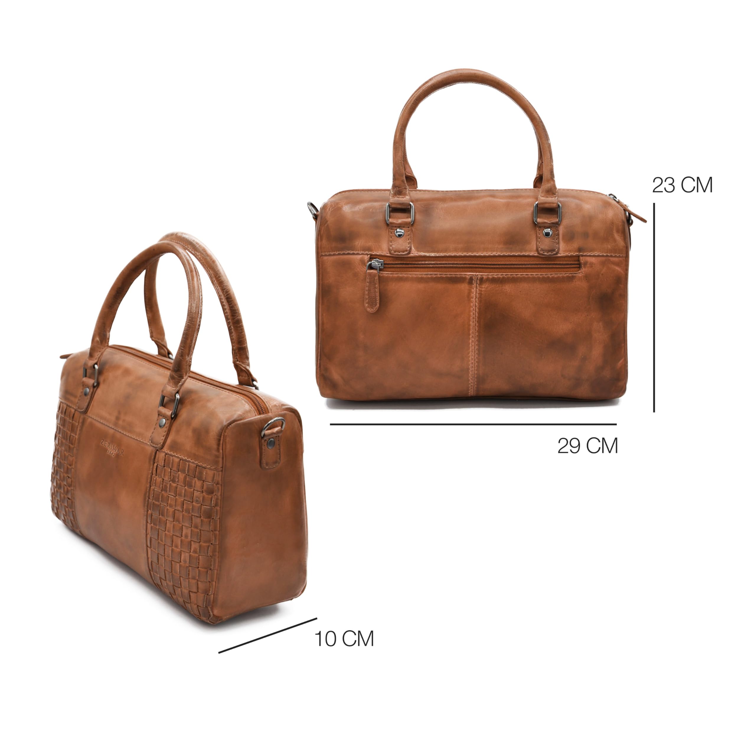 Zerimar | Bolso cuero autentico para mujer estilo casual | Bandolera mujer piel natural con múltiples compartimentos | Ideal para uso diario, viajes o trabajo | Medidas 20X30X10 cm