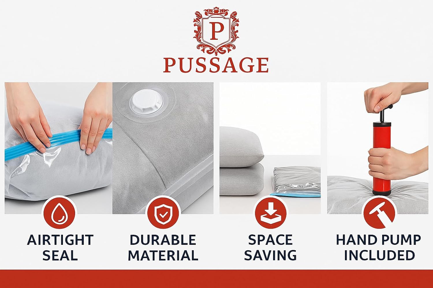20 Vacuum Storage Bags - Space Saver - Compression bags for Clothes, Bedding & Travel-Airtight, Durable & Leakproof Packing for Moving & Storage - seal bags with FREE hand pump included
