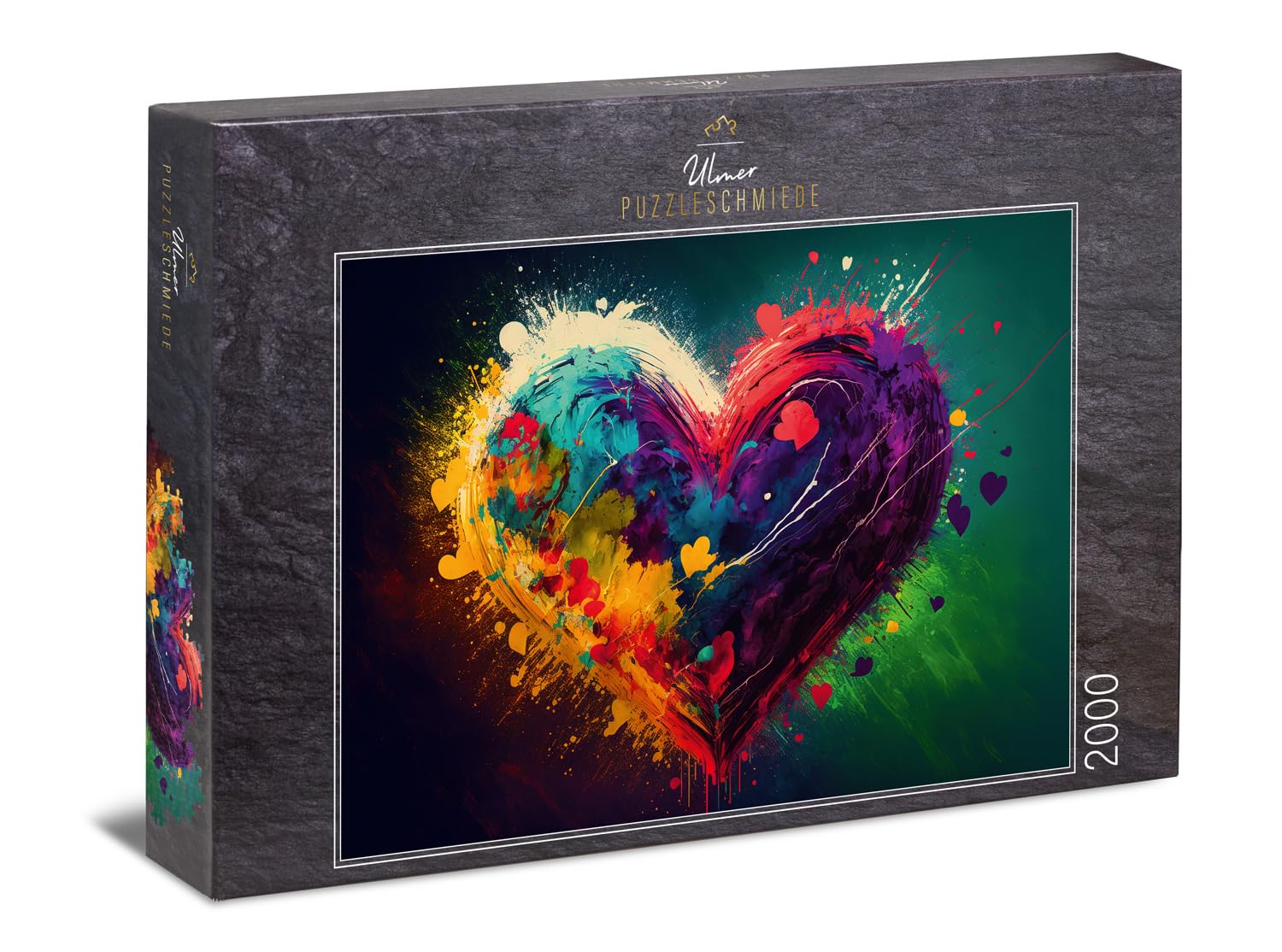Ulmer Puzzleschmiede, Heart puzzle Colors of Love, colorful heart-shaped illustration as 2000 pieces puzzle