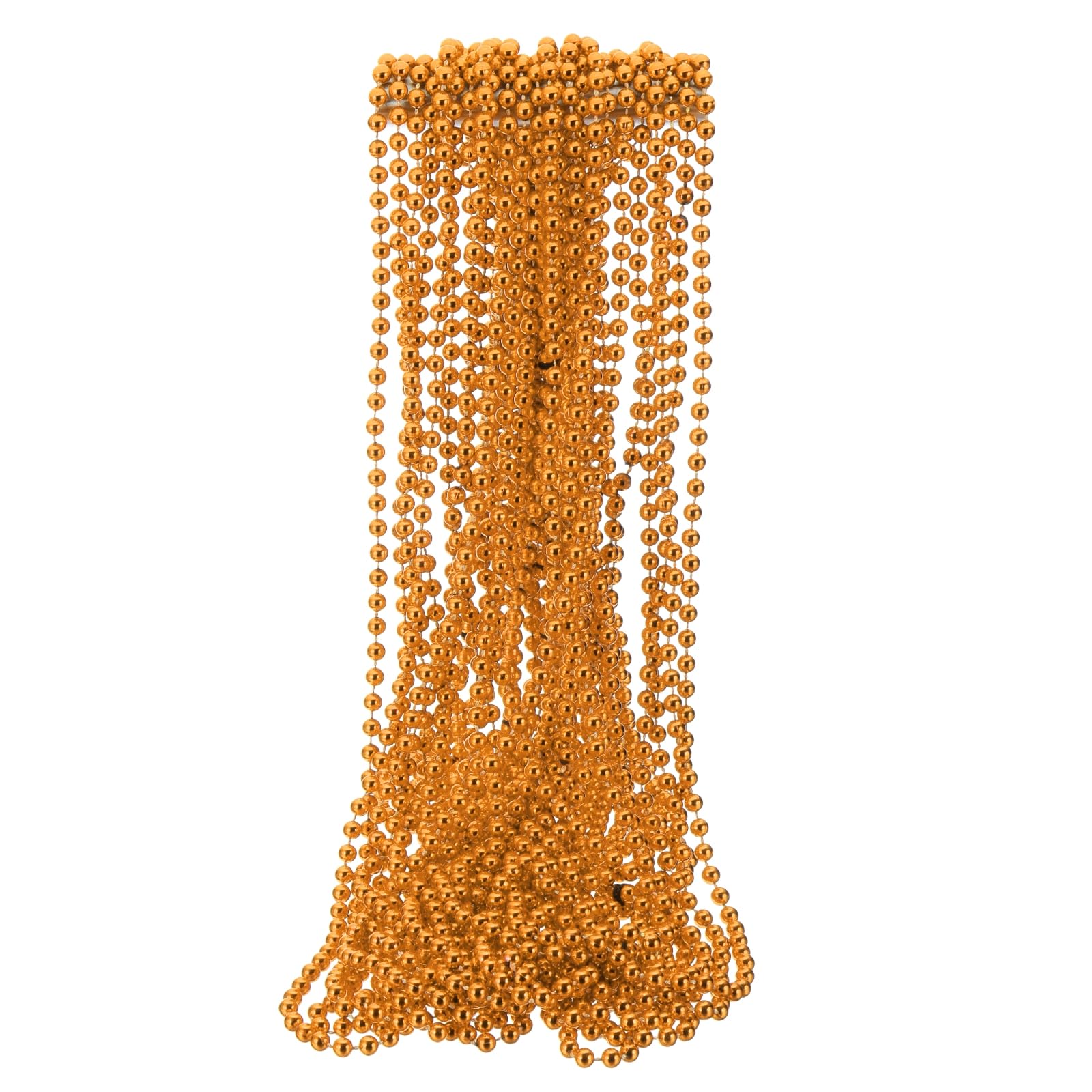 sourcing map 24 Pcs Pride Beads Necklaces, 7mm 33" Mardi Gras Carnival Rainbow Metallic Beads Necklaces, Round Bulk Party Costume Supplies for Pride Month Party Favors Decor, Orange