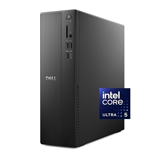 Dell Slim Desktop ECS1250 - Intel Core Ultra 5-225 Processor, Intel UHD Graphics, 16GB DDR5 5600MT/s Memory, 512GB M.2 SSD, 3.0 SD Card Reader, Wired Keyboard and Mouse, Basic Onsite Service