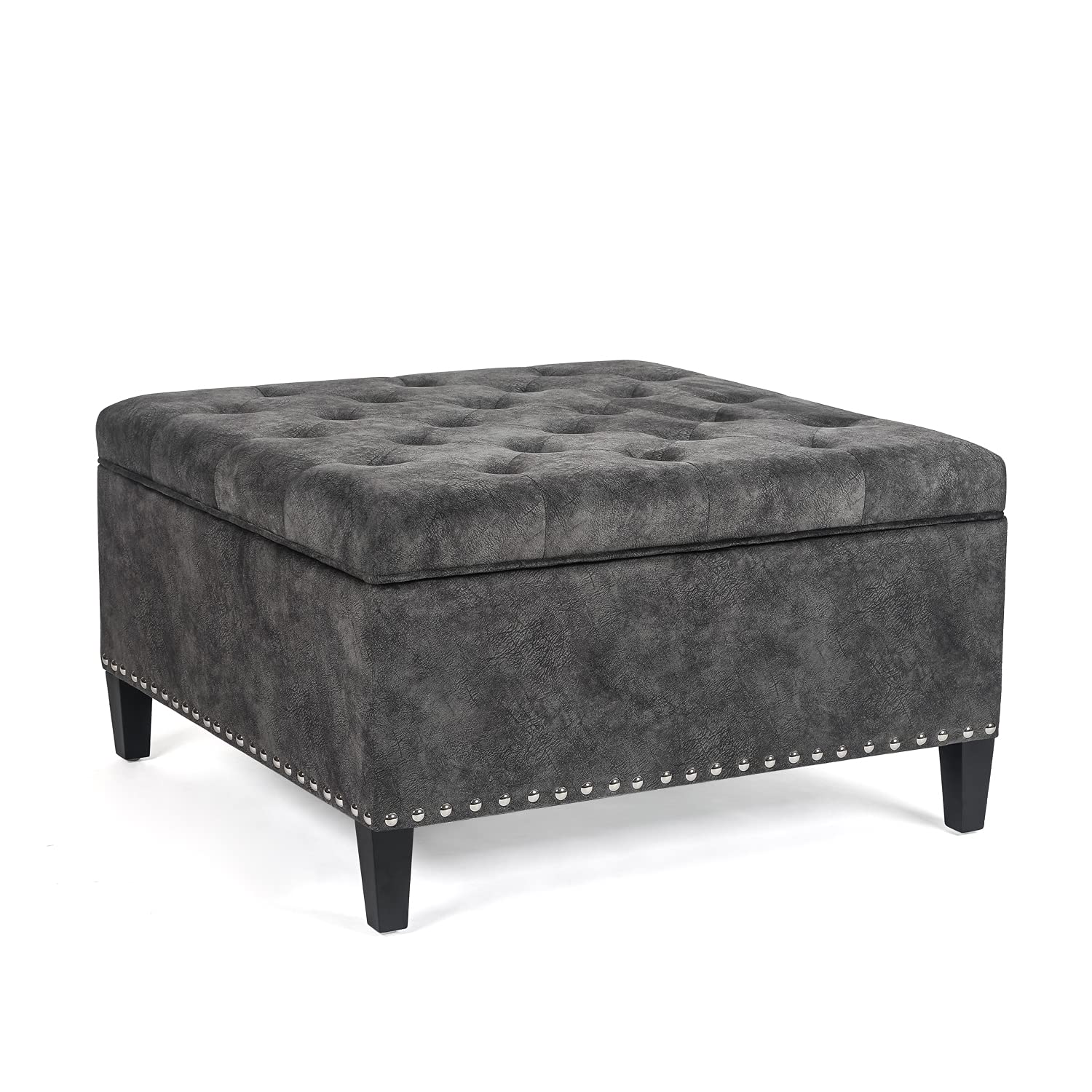 Joveco 30" Large Square Storage Ottoman Bench,Tufted Upholstered Coffee Table,Oversized Ottoman with Storage for Living Room Bedroom