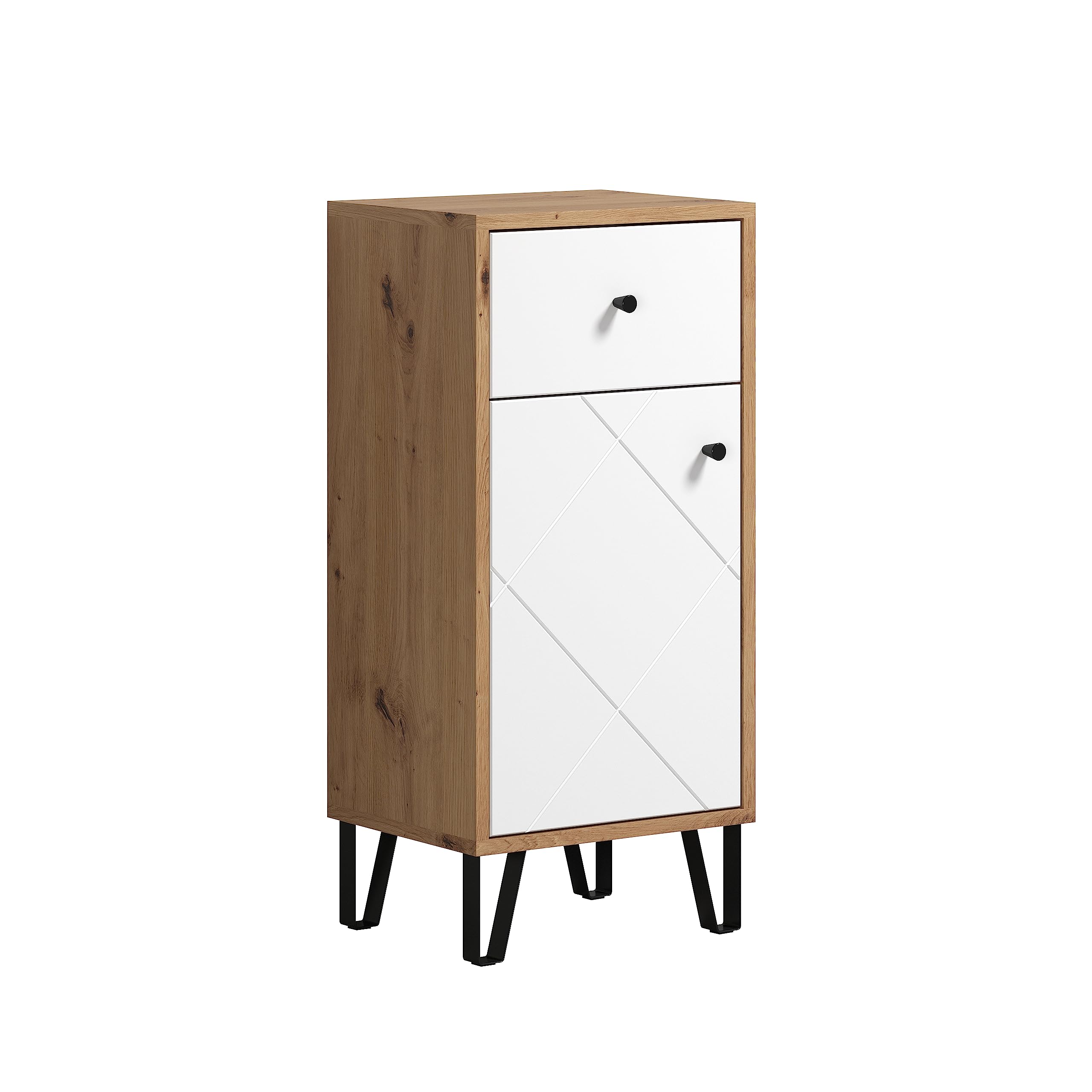trendteam smart living - Commode de Salle de Bain - Salle de Bain - Tactile - Taille d'assemblage (LxHxP) 36 x 79 x 29 cm - Couleur chêne Artisanal avec Blanc - 210280207