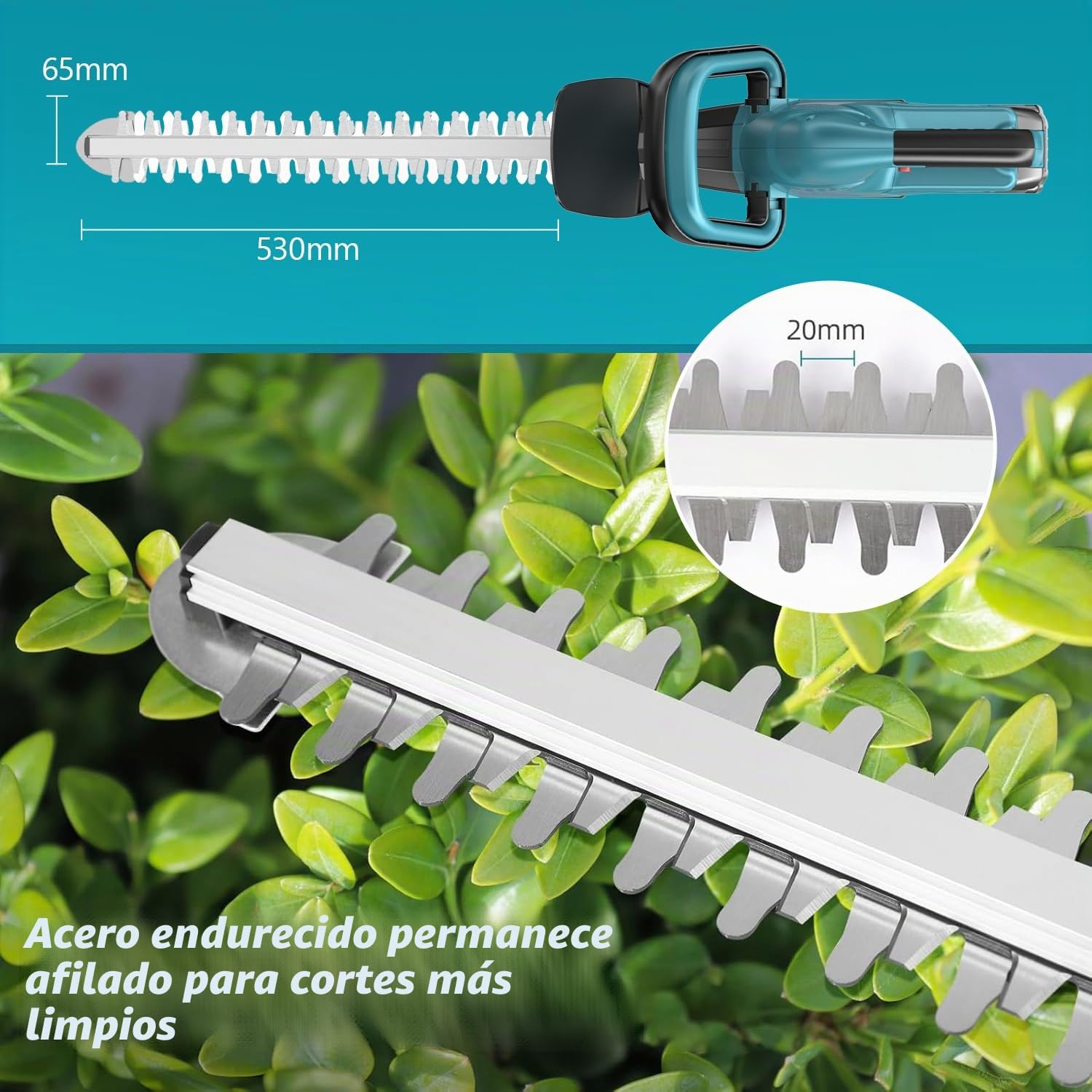 Cortasetos a Batería 21V Brushless con Batería 3.0Ah & Cargador – Potencia 500W, 3000 RPM, Espada 530mm & Capacidad de Corte 20mm | Cortasetos Profesional para Ramas Gruesas