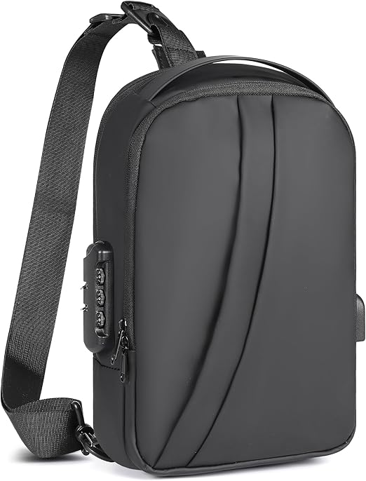 Sling Bag for Men Anti Theft Crossbody Bag Sling Backpack with USB Charging Port for Travel