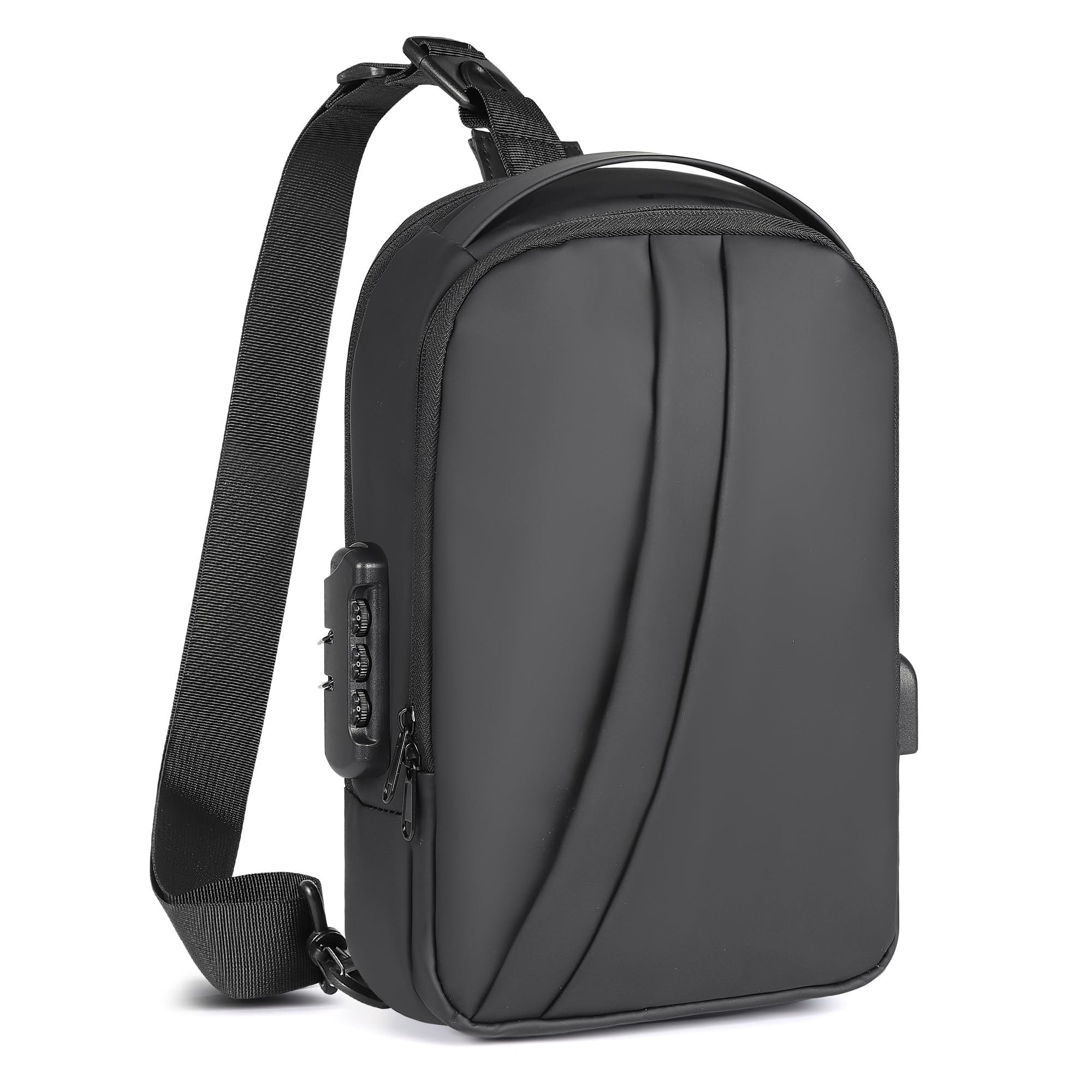 Borsa a tracolla per uomo antifurto borsa a tracolla per le donne zaino con porta di ricarica USB per viaggi, nero
