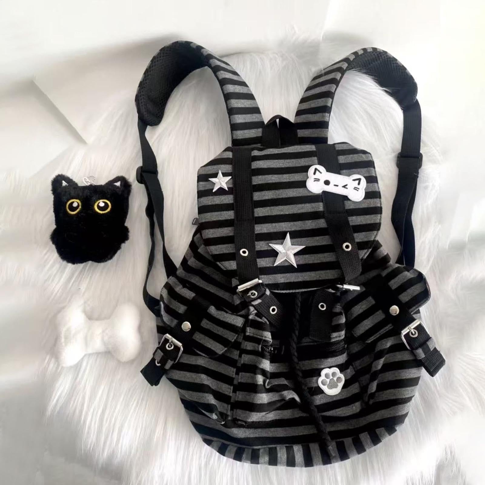 Zaino Scolastico da Ragazze Fibbia magnetica a stella con charm gatto e