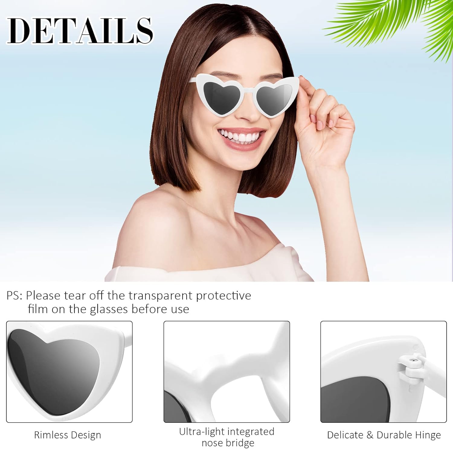Sieral 50 Pairs Heart Shaped Sunglasses Vintage Heart Sunglass Bride Women's Sunglasses Retro Glasses for Wedding Party