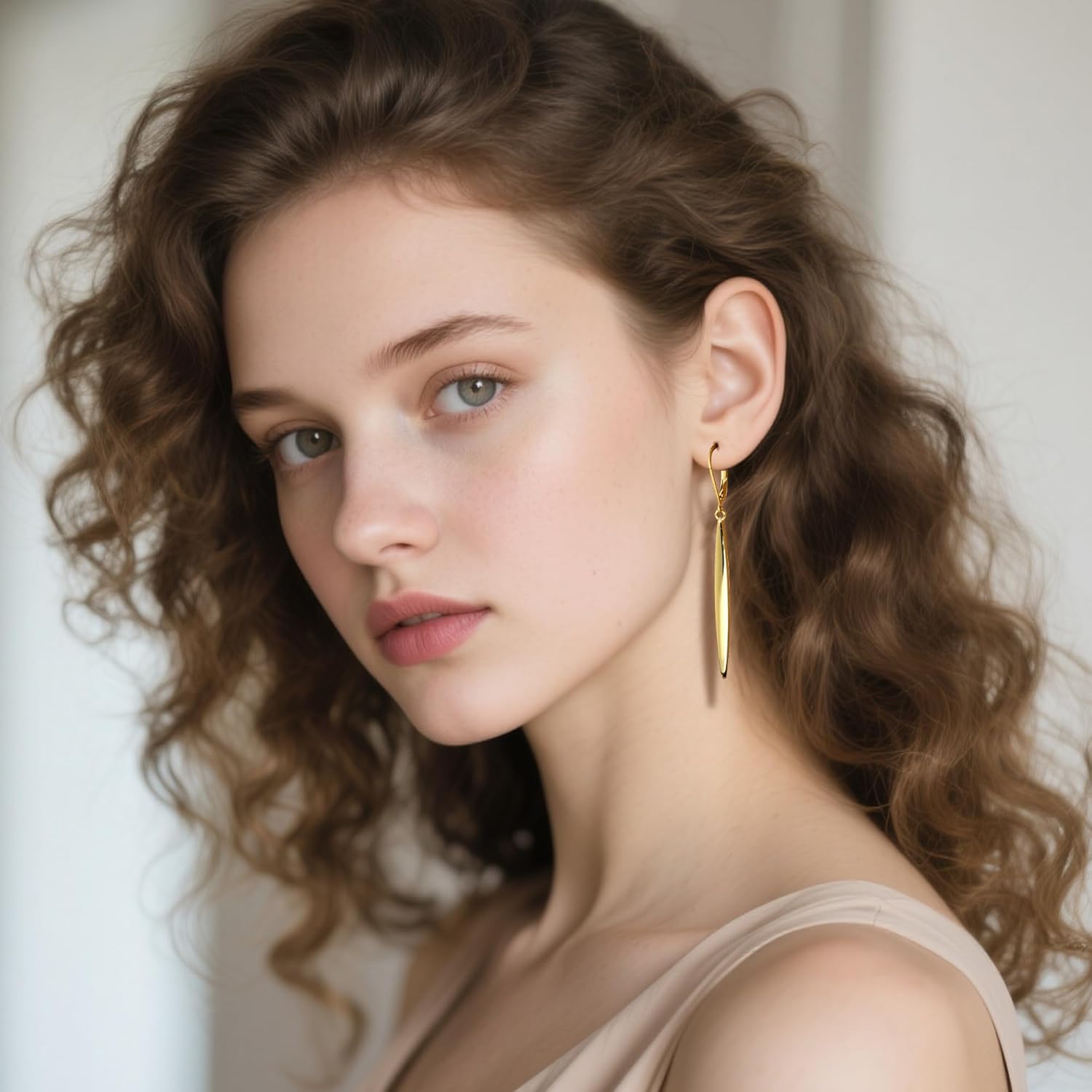 ALEXCRAFT 925 Sterling Silver & 14K Gold Plated Long Dangle Drop Earrings for Women Minimalist Hypoallergenic Vertical Bar Leverback Dangling Earrings Lightweight Daily Fashion Jewelry Gifts - Image 3