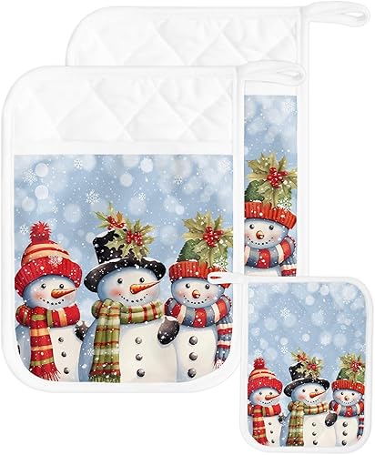 Miniatura 49 de Juego de 5 agarraderas de tela de toalla para cocina, antideslizantes y aislantes de calor, con bolsillo, guantes gruesos para horno, posavasos