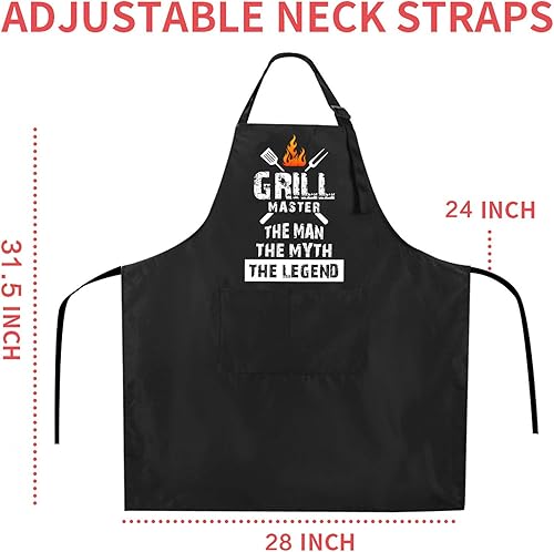Miniatura 4 de Rosoz Divertidos delantales de chef negros para hombres, Grill Master, delantales de cocina ajustables con bolsillo, impermeable, a prueba de