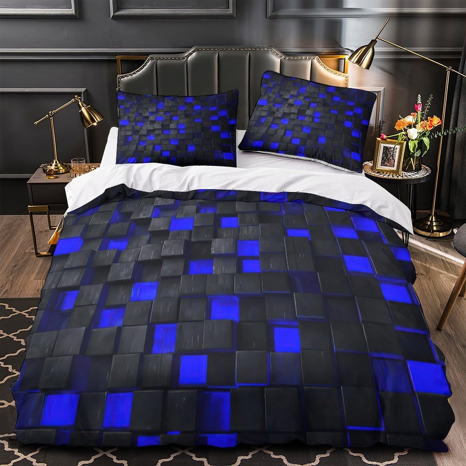 Housse de couette respirante 140x200 hypoallergique cubes numériques 3D