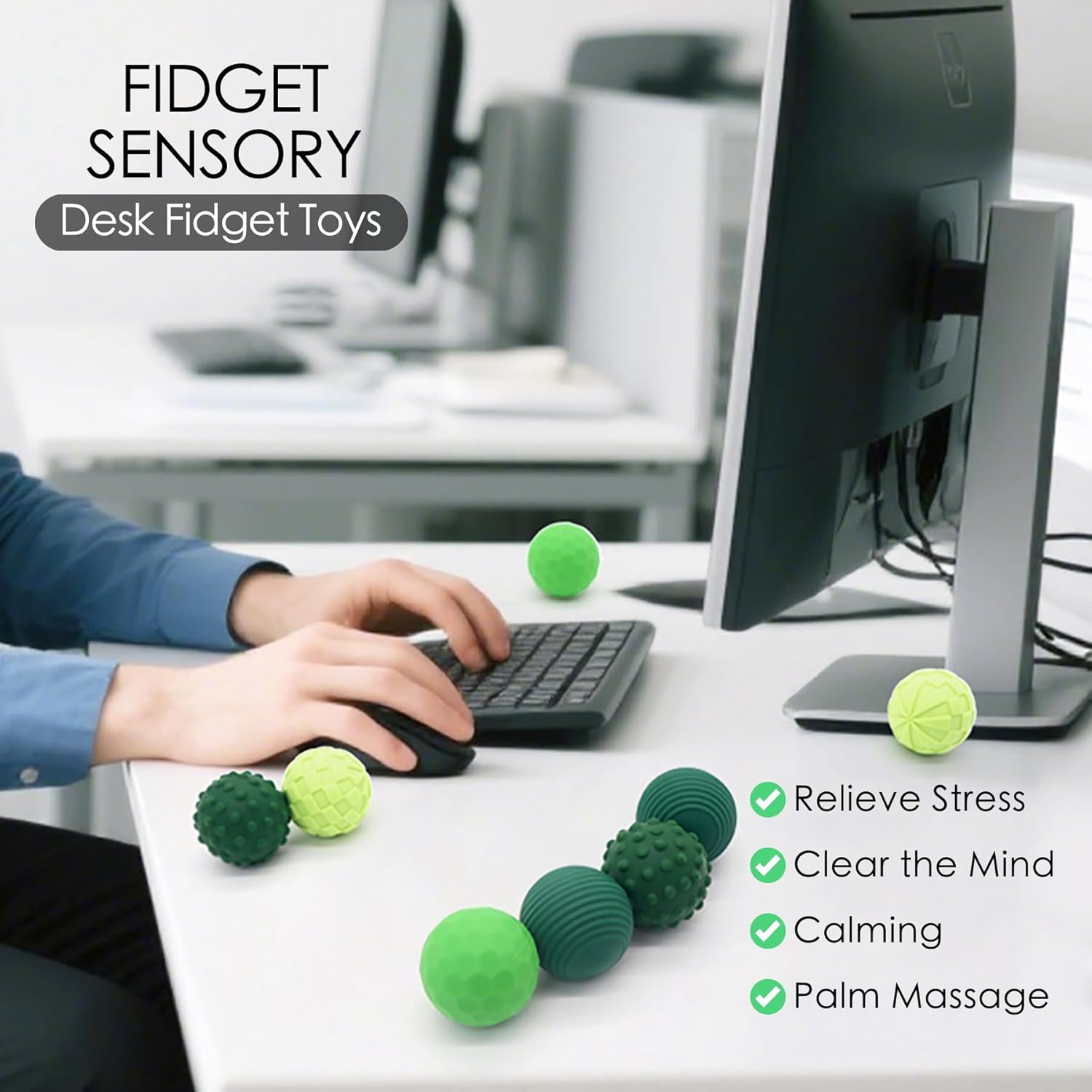 Stylish Magnetic Sensory Fidget Balls, Silent Stress Relief Desk Toy, 4 Pack Multi-Color Tactile Texture Fidget Toys for Adult & Teens, Anxiety Calming Down, Weighted Magnetic Fidgets