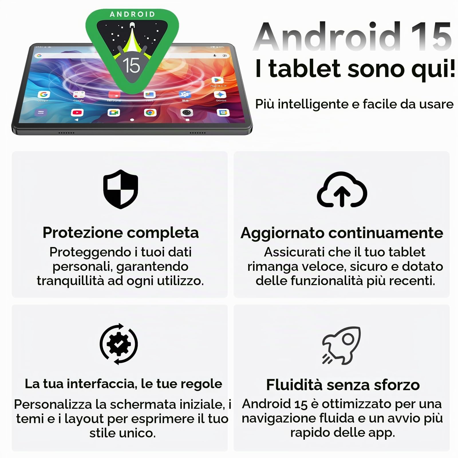 Tablet Android 15 da 10,1 pollici, 18GB RAM (6+12) 128GB ROM, T30 Octa-Core, espandibile fino a 1TB, WiFi 6, batteria da 6000mAh, display HD IPS 1280×800, GPS, Widevine L1, Tablet con Gemini AI, Nero