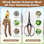2Pack Ensemble de feuilles de taille de jardin : Ultra Écarlate SK5 Feuilles de jardinage de lames & Ciseaux de jardin de précision, Poignée ergonomique en noyer de bois,Parfait pour plante,Bonsai,Shrub,floral,Branche