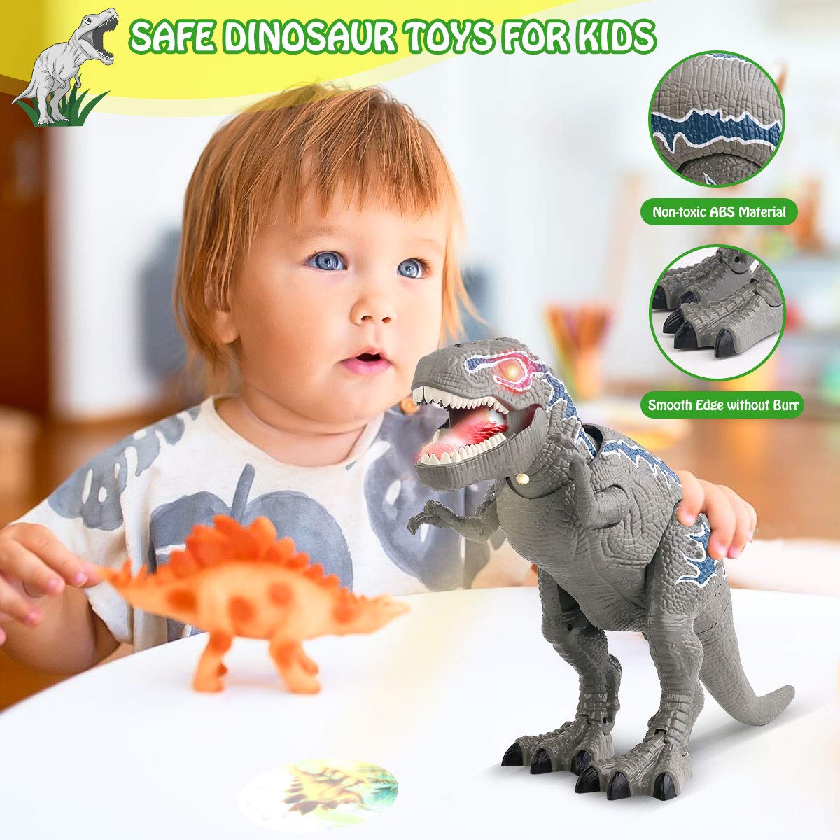 FANURY Remote Control Dinosaur Toys for 312 Year Old Boys Girls, LED