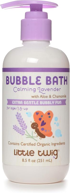 Banho de espuma Little Twig com fragrância de lavanda, fórmula de origem vegetal, vegana e sem parabenos, 251 mL
