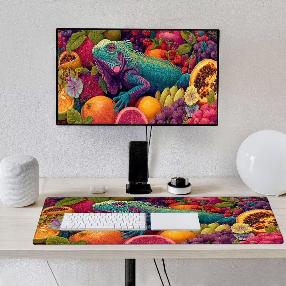 Podkładka pod mysz XXL Podkładka pod mysz na biurko 1800x900 mm poprawia precyzję i szybkość dzięki antypoślizgowej gumowej podstawie i zszytym krawędziom Trwała wygodna zabawa (owocowa szczęka