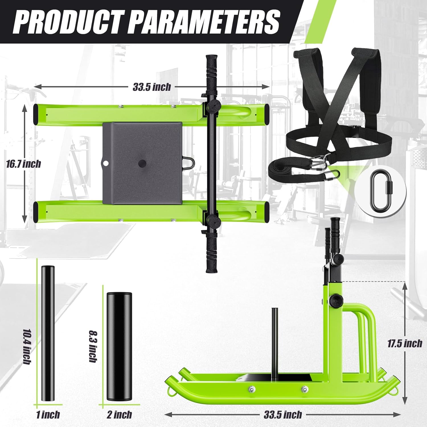 Weight Sled Adjustable Height - Weight Training Pull Sled Gym Equipment for Fitness Strength & Speed Training