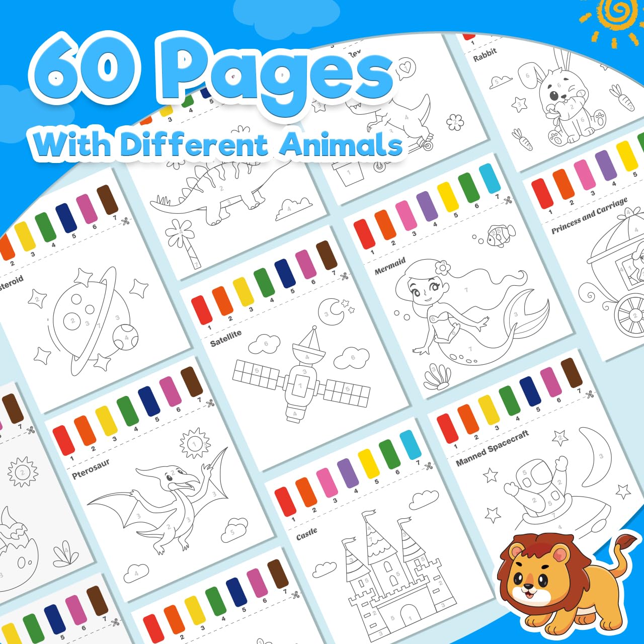 ZMLM Dipingi con Libro da Colorare ad Acqua per Bambini, Libro di Pittura ad Acquerello con Pennello, Libro Magico da Colorare Acqua per Bambini 3 4 5 6 7 8 Anni (Dinosauri+Principessa+Pianeta)