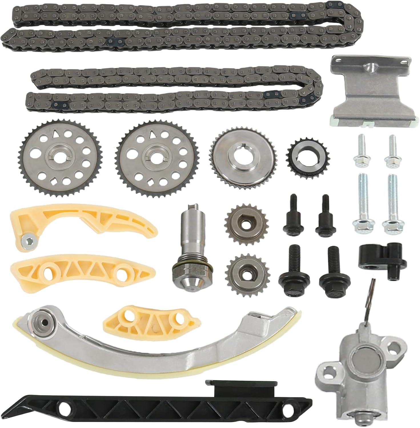 Engine Timing Chain Kit W/Balance Shaft Set Tensioner Rail Guide Crank Replacement For Buick LaCrosse Regal Verano G5 G6 Solstice Aura Ion Vue 2.0L 2.2L 2.4L Replace 94201S 12680750 Timing Chain Kit