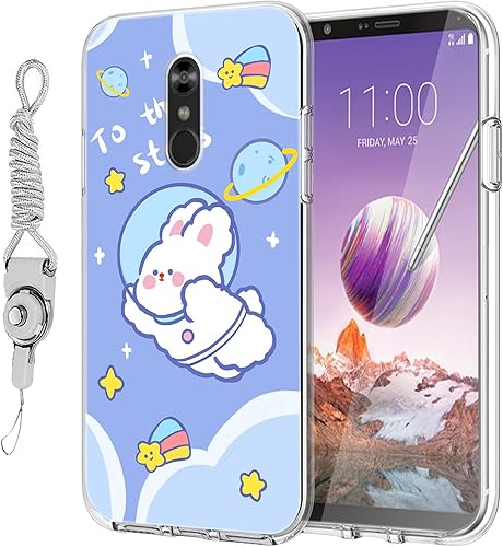 Funda para LG Stylo 4 con correa de cordón, diseño lindo de anime, silicona suave, caricatura, Kawaii Cool funda para LG Q StylusLG Stylo 4 PlusLG
