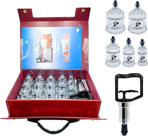 ADDY & PLUSY (Hecho en Corea) Hansol Equipo profesional de terapia de ventosas 19 tazas (manual en inglés) + dispositivo de punción + lanceta 100