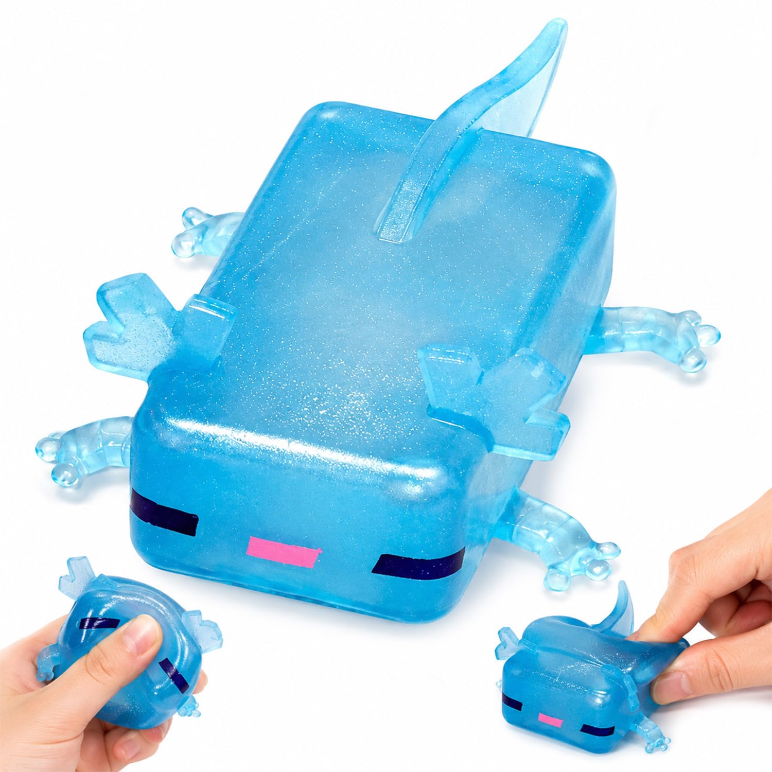 Sparkling Axolotl Squishy Toy, Soft Squishy Fidget Toys, Cute Animal Squeeze Toy for Stress Relief, Sensory Play Item for Home, Office, Outdoor Trips, Birthday Parties & Daily Leisure Use (Blue)
