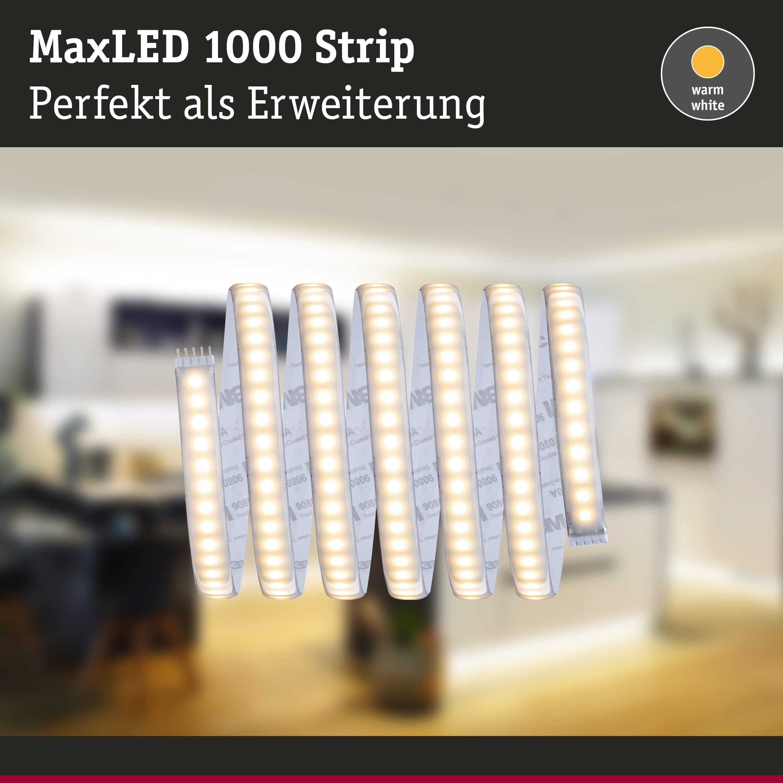 Paulmann 70552 LED Strips MaxLED 1000 warm white 2.5m 29W 2750lm 2700K IP44 dimmable lighting strip silver plastic - Image 3