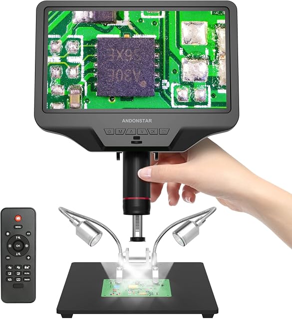 Andonstar AD409 HDMI Digital Microscope 10.1 inch LCD Screen 300X USB Electronic Microscope Camera for Magnifying, PCB Soldering, Coin Collection