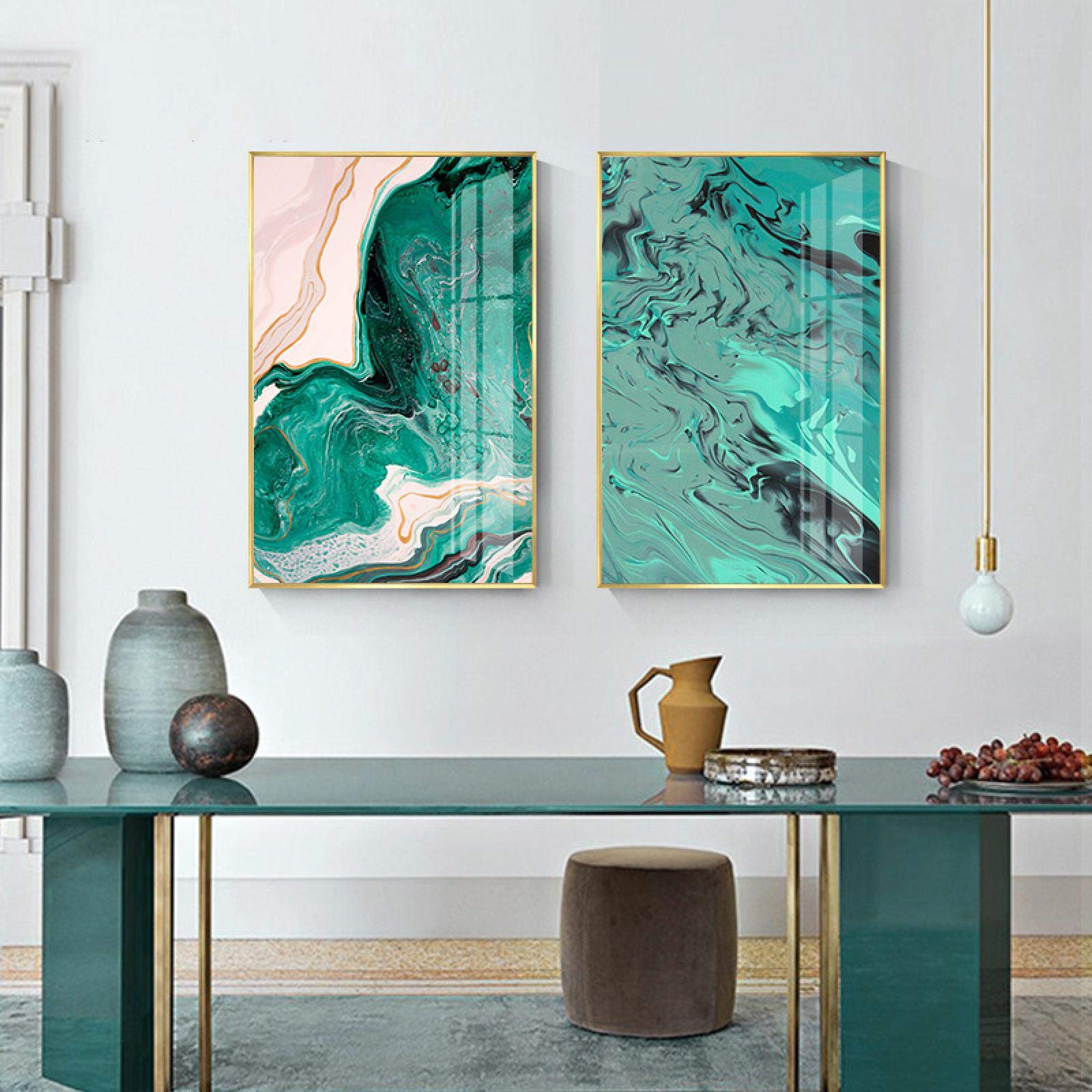 Imprimer sur toile marbre verte affiche rose clair déco salon 40x60 - 6