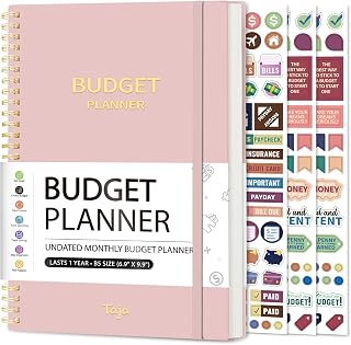 Taja Pink Undated Monthly Budget Planner - Expense Tracker Notebook, Bill Pay Organizer & Finance Book for Money Management