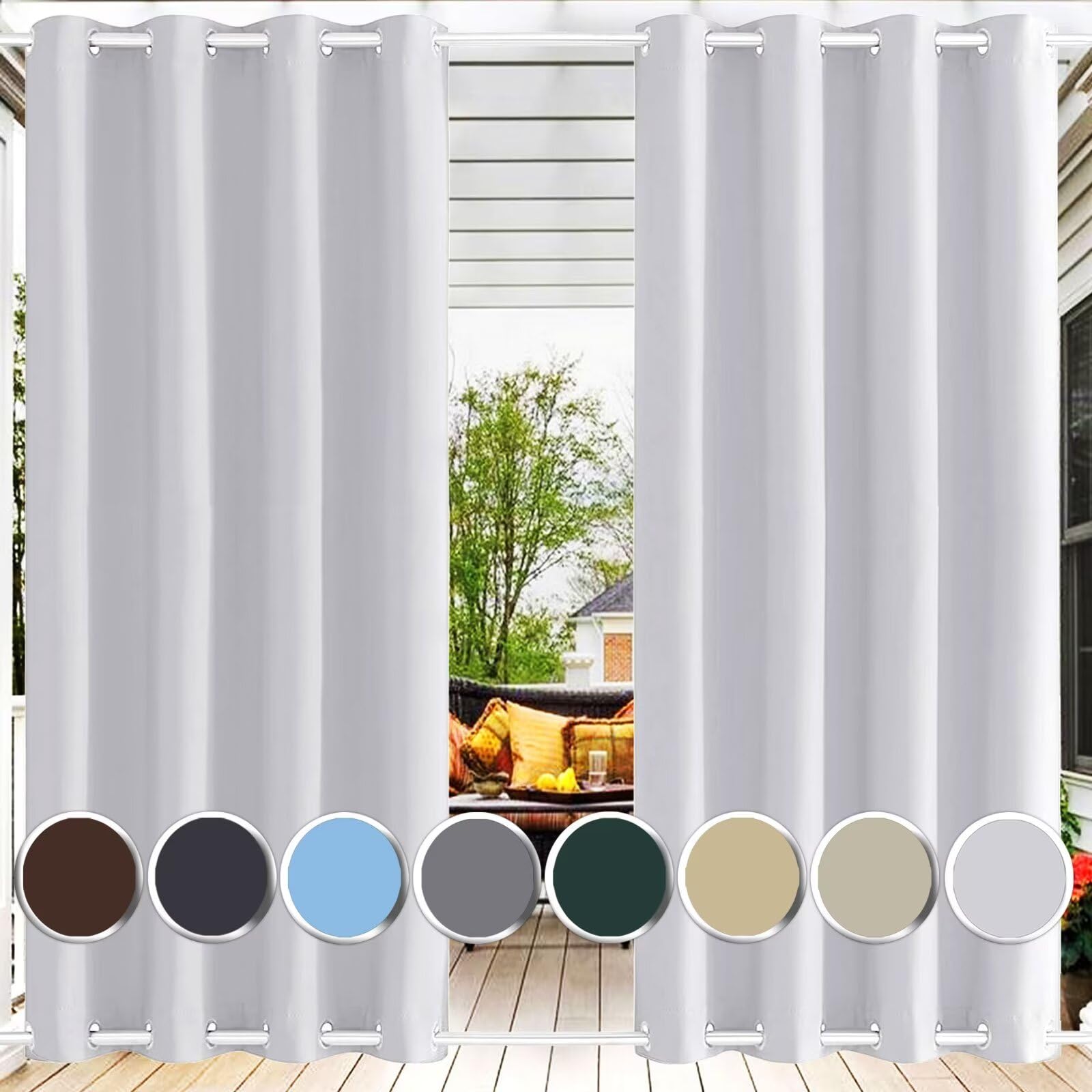 Tende per Esterno Bianche Antipioggia con Anelli Superiore e Inferiore Impermeabile Tenda per Gazebo Laterali Esterni balconi verande 1 Pezzo 200x210cm (BxH)