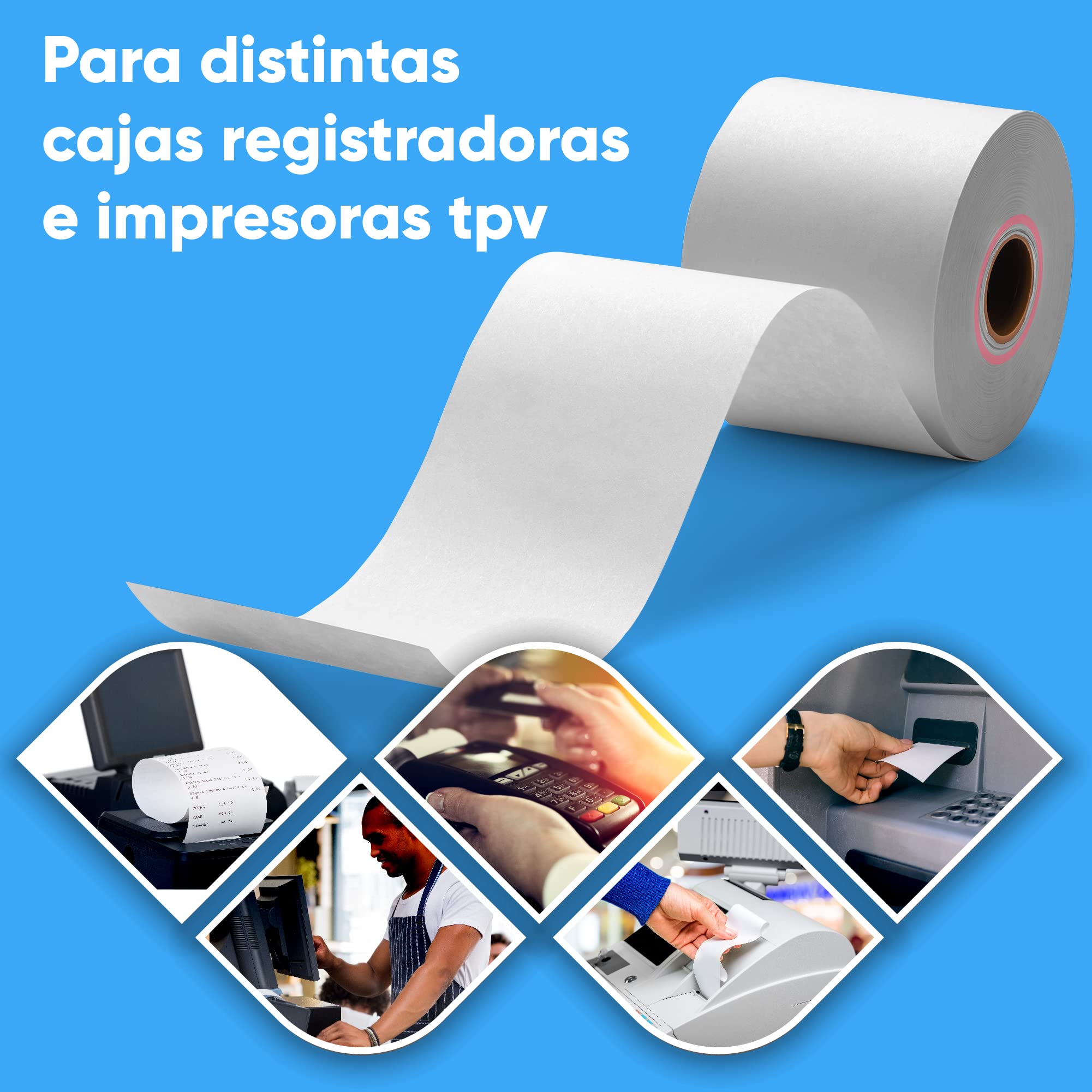 Pack Comandero Hostelería 10x15 cm 30 Talonarios 2 Hojas 36 Rollos 80x80x12 | Incluye blocs numerados con original y copia autocopiante papel para impresoras TPV cajas registradoras bares restaurantes