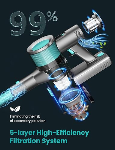 Miniatura 9 de Dzaki Aspiradora inalámbrica, aspiradora de palo con pantalla LED inteligente, 50 KPA 55 minutos aspiradoras para el hogar, potente succión,