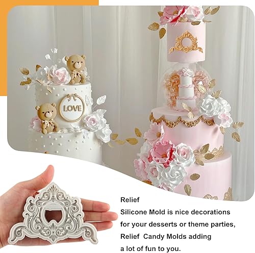 Miniatura 10 de Marcos de fotos de silicona estilo barroco Curlicues Scroll Lace Photo Frame Molds Fondant Moldes para decoración de tartas, decoración de cupcakes,