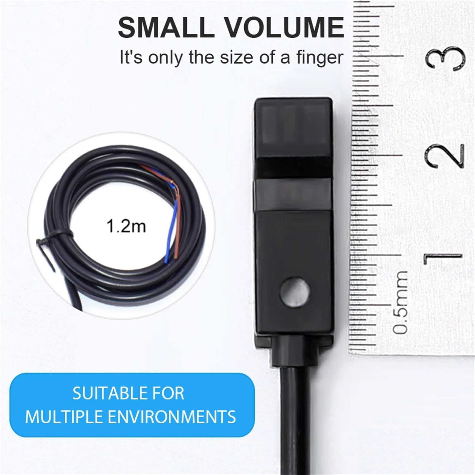 GL-8H ABS wykrywacz metalu indukcyjny czujnik zbliżeniowy mały inteligentny przełącznik ruchu niepodtynkowy 2 mm DC12V-24V z kablem 1,2 m(GL-8B, NPN NO)