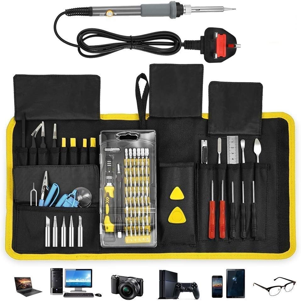 ACCEWIT 87 in 1 Precision Screwdriver and Soldering Iron Kit, Magnetic Repair Tool Set for Smartphones, Tablets, PC, Watches, Cameras, Xbox & Other Electronic Devices
