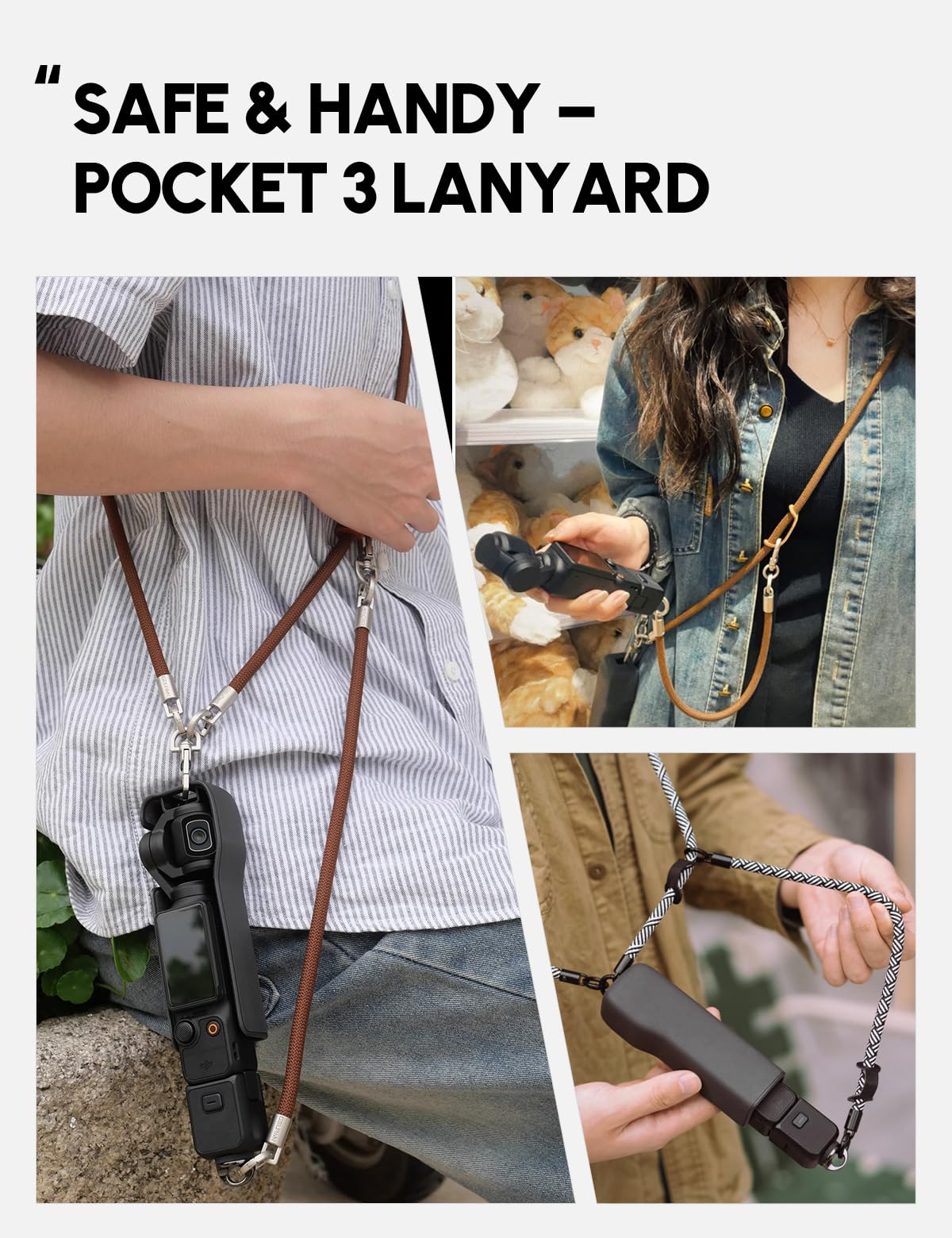 Cordon pour Pocket 3,Cordon Patch 2,Sangle Bandoulière & Dragonne,Lanière pour DJI Osmo Pocket 3, Sangle pour Téléphone