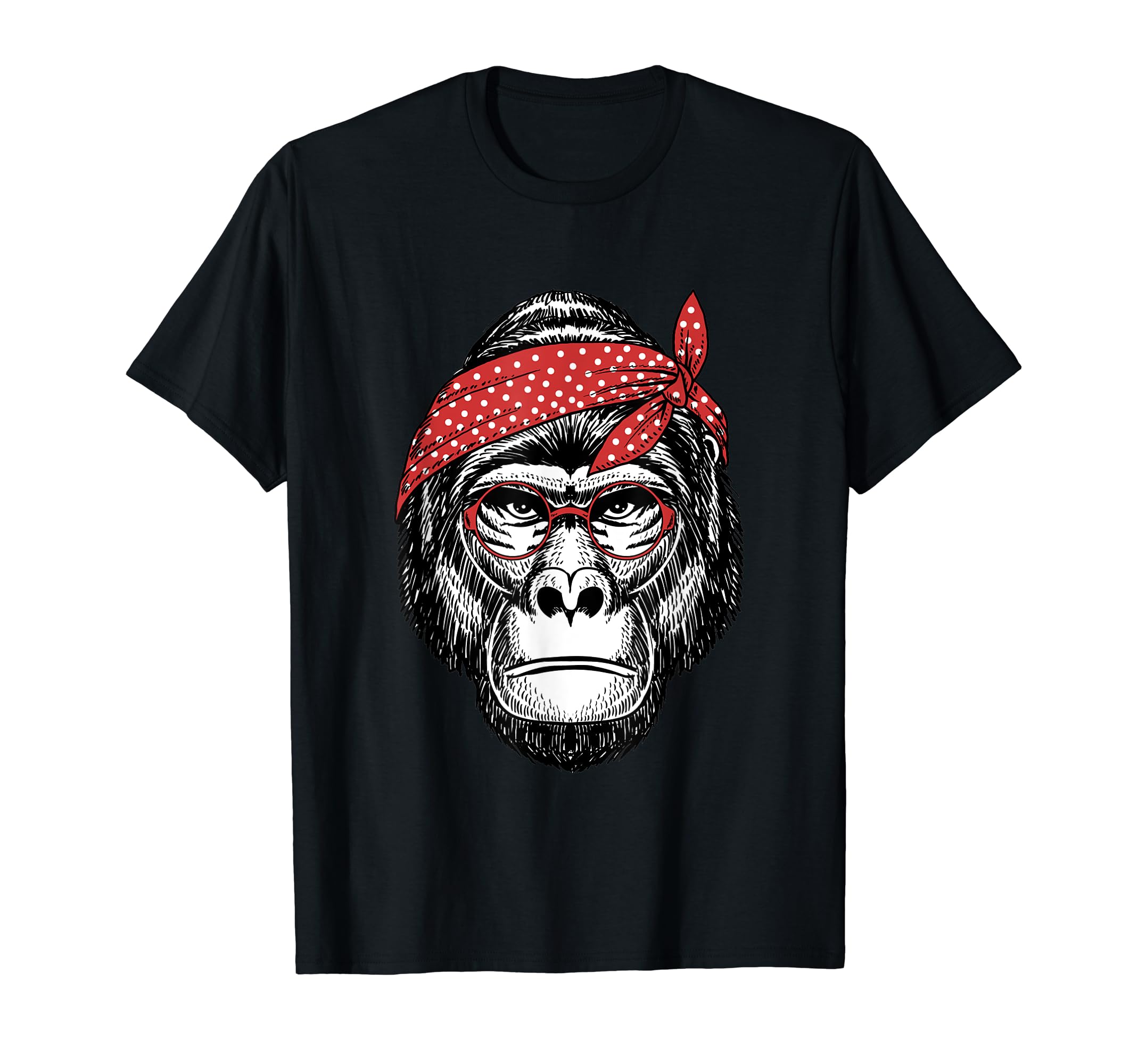 Awesome Be Unique DesignsVintage Cool Cute Monkey Wearing Bandana Eyeglasses T-Shirt