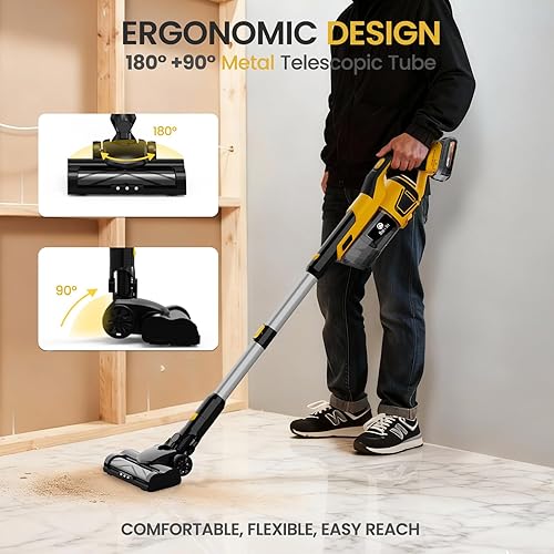 Miniatura 4 de Aspiradora inalámbrica sin escobillas de 190 W compatible con batería DeWalt de 20 V (solo herramienta), aspiradora portátil 5 en 1 de mano de 20