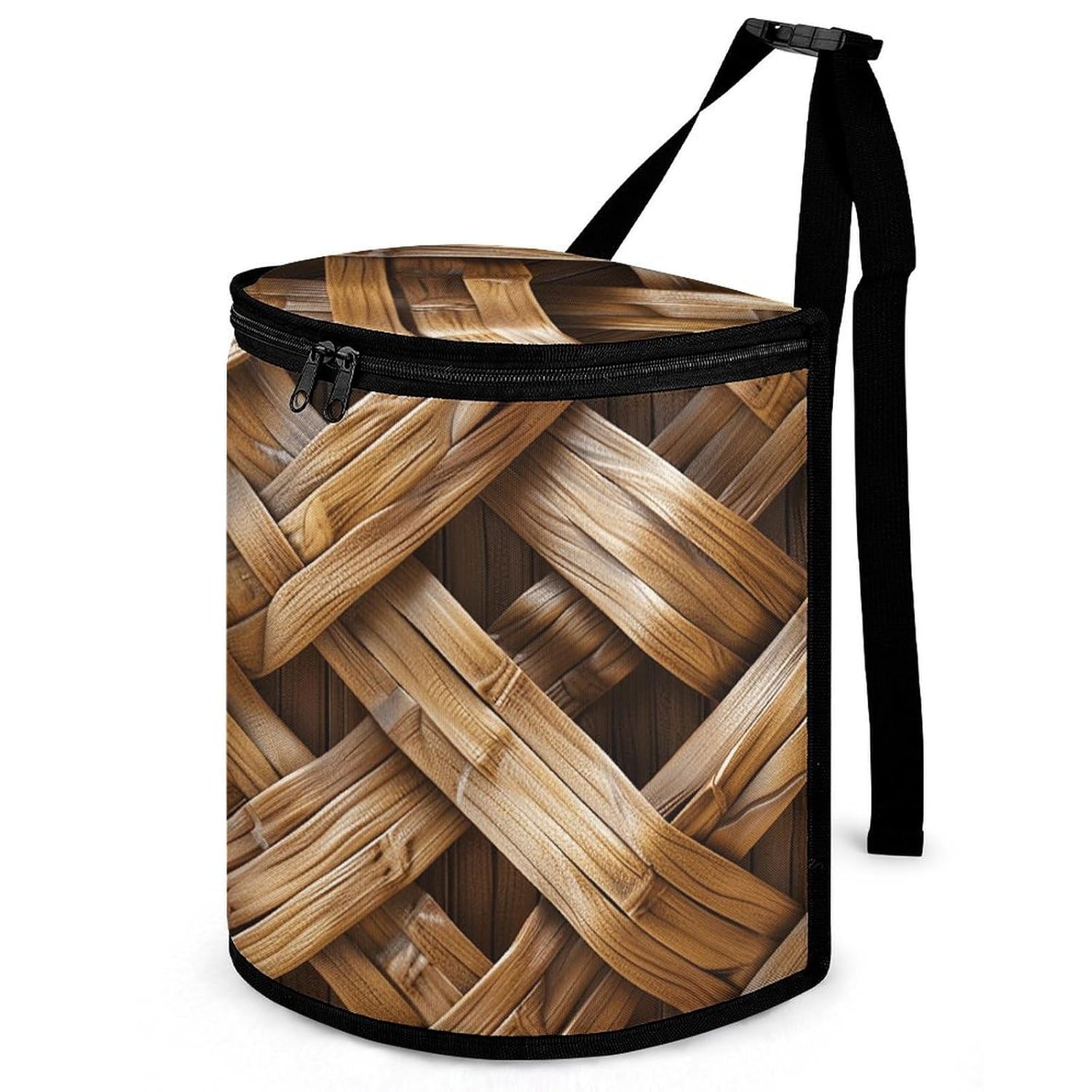 MUSM Leakproof Car Trash Can 2.5 Gallon, Durable Automotive Garbage Bag with Waterproof Liner, Rattan Weave Pattern Trash Bag for Car, Truck, RV & Bathroom